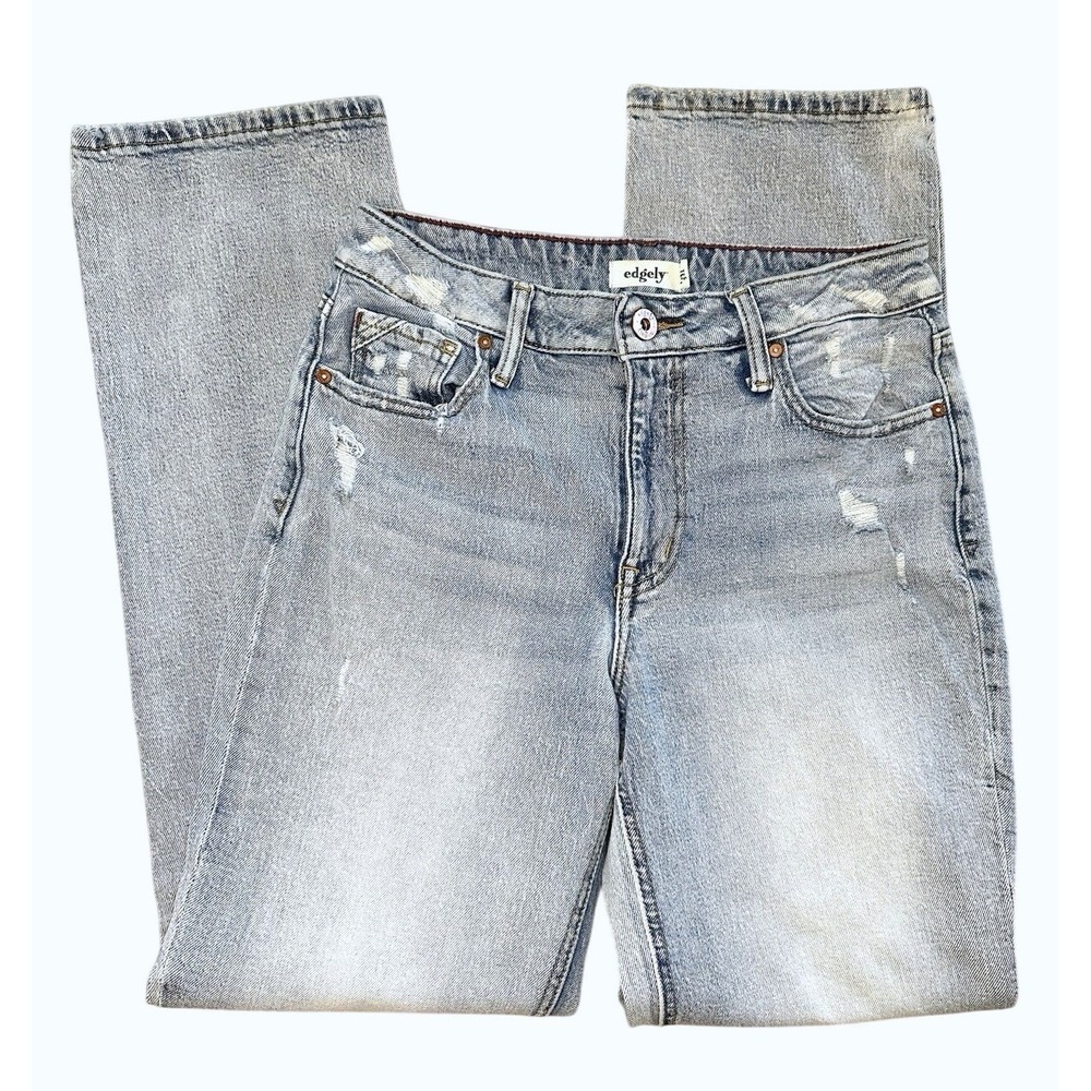 Edgely Relaxed Straight Leg Jeans Women's 8 Super High Rise Light Wash 90s Style